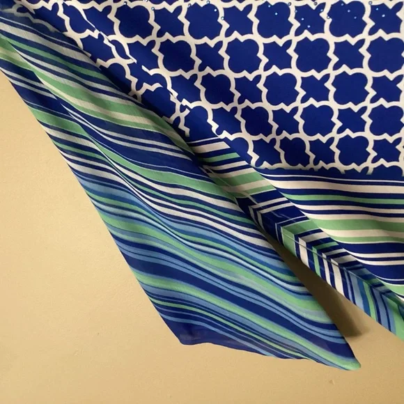 JM Collection Womens pullover V-neck Blouse beaded Size Large Adjustable - Picture 11 of 15